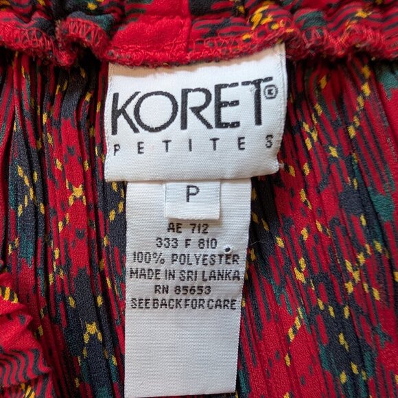 VINTAGE 1980s Koret tiny accordion pleated red plaid lightweight skirt EUC - Picture 7 of 8
